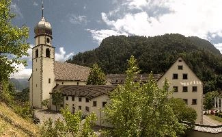 Pfaefers Abbey, abbey, monastery, mountains, ragaz, bad, pfäfers, exterior, switzerland, church, tower, benedictine, alps, baroque, facade