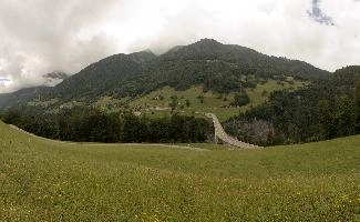 Bridge over Pfaefers Gorge, ragaz, route, bridge, tamina, mountains, bad, pasture, switzerland, alps, fields, road, gorge, scenery