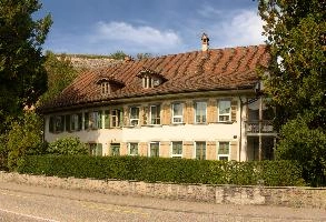 Traditional residential block by roadside in Aarburg, Solothurn, Switzerland, townscape, landscape, zofingen, europe, switzerland, solothurn, aargau, aarburg