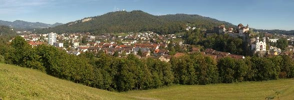 Panoramic view of Aarburg, Canton of Aargau, showing the castle and church, rural, townscape, panorama, landscape, europe, switzerland, solothurn, zofingen, aargau, castle, aarburg, countryside