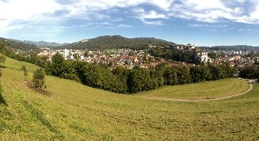 Panoramic view of Aarburg showing the castle and church, Canton of Aargau, rural, townscape, panorama, landscape, europe, switzerland, solothurn, zofingen, aargau, castle, aarburg, countryside