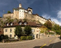 Street-level view of Aarburg showing the castle, Canton of Aargau, null