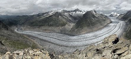 Aletschgletscher and Lunch,  longest remaining alpine glacier