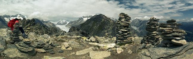 Watcher in Wallis, valais, eggishorn, clouds, switzerland, glacier, pillars, alps, dry, wallis, outdoors, rocks, sunny, schweiz, cairns, harsh, alpine, high, pile, hiking, peak, stone, arid, swiss, aletsch, stacking, stack, walking, mountains