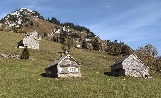 Slopes of Weesen, amden, building, farm, alps, mountains, switzerland, hut, europe, weesen, farmhouse, agriculture, meadow, exterior