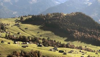 Autumn Sun on meadows above Amden, Switzerland, null