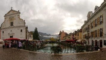 Annecy in Savoie, Annecy, europe, france, haute-savoie, café, waterfront, restaurant, thiou, river, town, outdoors, church