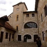 Courtyard in the Palais de l'Isle, Annecy, Annecy, europe, france, haute-savoie, castle, museum, stone, exterior, tower, wall, windows, courtyard