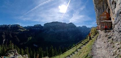 Berggasthaus Aescher, aescher, mountain, face, bergasthaus, timber, äscher, appenzell, rugged, switzerland, building, alps, wirthshaus, sheer, bouldering, cliffs, hotel, stone, rock, wooden, wall, berggasthaus, climbers