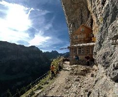 Berggasthaus Aescher, wirthshaus, stone, rock, äscher, wooden, switzerland, alps, mountain, appenzell, timber, aescher, bouldering, rugged, berggasthaus, hotel, building, face, bergasthaus, wall, sheer, climbers, cliffs