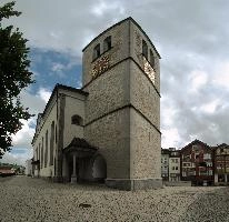 Appenzell, munster, late, st. mauritius, town, summer, square, church, christian, appenzell, building, tower, catholic, facade, exterior, gothic, parish, cloudy, sky, scenic, switzerland