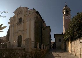 Chiesa dei Santi Martiri o San Graziano, Arona, catholic, sunshine, christianity, summer, yellow, graziano, religion, martiri, basilica, saint, church, old, arona, tower, piemonte, baroque, italy, stone, europe, building