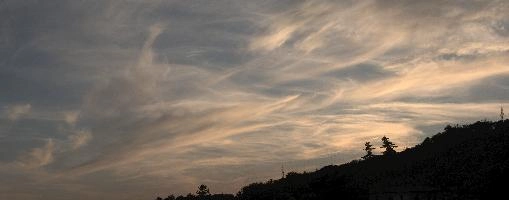 Evening sky seen over Arona in Piemonte, blue, cirrus, sunset, evening, cloud, sky, arona, piemonte, italy, weather, europe, contrails