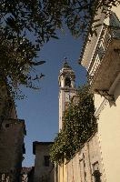 Church tower in the town of Arona, Piemonte, sunlight, blue sky, outdoors, maggiore, lago, town, clock, arona, baroque, piemonte, catholic, italy, church, europe, summer
