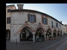 Arcade on piazza in Arona, Piemonte, piemonte, italy, europe, arona