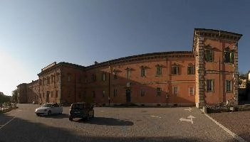Collegio De Filippi, School in the town of Arona in Piemonte, Italy, christianity, religion, school, seminary, catholic, boarding, building, collegio de filippi, arona, sunshine, piemonte, summer, italy, plaster, europe, red