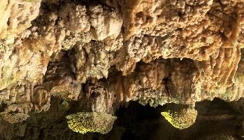 Calcite formations in Höllgrotten Cave, Baar in Switzerland, european, höllgrotten, drop, baar, calcite, tiers, material, flow, stone, yellow, formation, cream, rock, nature, cave, geology, speleology, color, underground, subterranean, switzerland, alps, stalactite