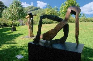Abstract metal sculpture at Bad Ragartz, Switzerland, null