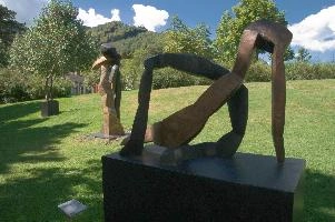 Abstract metal sculpture at Bad Ragartz, Switzerland, null