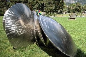 Abstract metal sculpture at Bad Ragartz, Switzerland, null