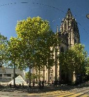 Frauenkirche in Basel, elisabethenkirche, city, urban, swiss, pointed, gothic, church, open, basel, architecture, pyramids, theatre, building, stone, europe, switzerland, spire, tower, christianity, religion, frauenkirche