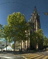 Frauenkirche, Basel, elisabethenkirche, city, urban, swiss, pointed, gothic, church, open, basel, architecture, pyramids, theatre, building, stone, europe, switzerland, spire, tower, christianity, religion, frauenkirche
