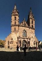Basel Cathedral, cathedral, architecture, swiss, stone, gothic, church, landmark, stadt, mediaeval, romanesque, basel, old, autumn, dom, building, town, christianity, historic, ancient, blue sky, switzerland, red, towers, city, religion, crusades