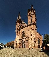 Basel Cathedral, cathedral, architecture, swiss, stone, gothic, church, landmark, stadt, mediaeval, romanesque, basel, old, autumn, dom, building, town, christianity, historic, ancient, blue sky, switzerland, red, towers, city, religion, crusades