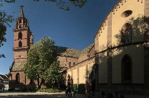 Basel Cathedral, cathedral, architecture, swiss, stone, gothic, church, landmark, stadt, mediaeval, romanesque, basel, old, autumn, dom, building, town, christianity, historic, ancient, blue sky, switzerland, red, towers, city, religion, crusades