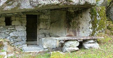 Shed built into boulders in the Bavona valley, Swiss Canton of Ticino, null