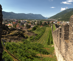 View of Bellinzona in Ticino from the Castello Grande, bellinzona