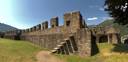 Battlements of the Castello Grande in Bellinzona, Ticino, bellinzona