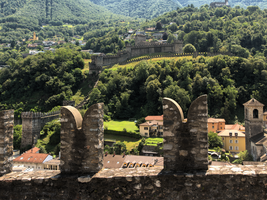 The Castello Montebello seen from the Castello Grande in Bellinzona, Ticino, bellinzona