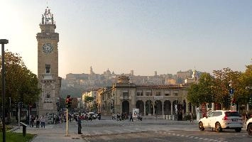 Bergamo, showing the Torre dei Caduti and High Town, torre dei caduti, city, tower, old, urban, mediterranean, town, stone, europe, culture, lombardy, centre, italy, street, bergamo, high