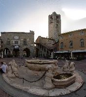 Piazza Vecchia Bergamo Alta showing the Campanone and fountain, mediterranean, city, old, urban, town, europe, lombardy, italy, bergamo