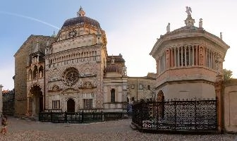 Basilica di Santa Maria Maggiore in Bergamo showing the Battistero di Bergamo, mediterranean, city, old, urban, town, europe, lombardy, italy, bergamo, church