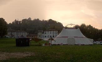 Circus tent in Bergamo, mediterranean, city, old, urban, town, europe, lombardy, italy, bergamo