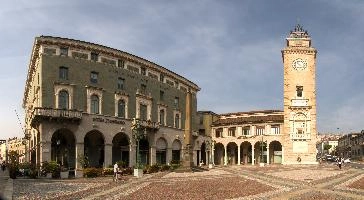 Banco Popolare di Bergamo and the Torre dei Caduti, mediterranean, city, old, urban, town, europe, lombardy, italy, bergamo
