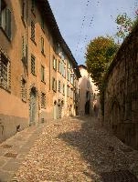 Back street in the High Town of Bergamo in Lombardy, mediterranean, city, old, urban, town, europe, lombardy, italy, bergamo