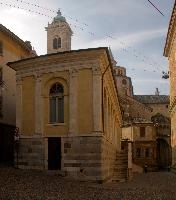 Back of church in the High Town of Bergamo in Lombardy, mediterranean, city, old, urban, town, europe, lombardy, italy, bergamo