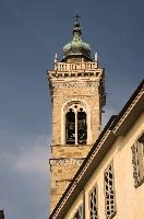 Church tower in Bergamo, Lombardy, mediterranean, city, old, urban, town, europe, lombardy, italy, bergamo