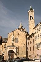 Church tower in Bergamo, Lombardy, mediterranean, city, old, urban, town, europe, lombardy, italy, bergamo