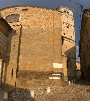 Rear of church in High Town of Bergamo, Lombardy, mediterranean, city, old, urban, town, europe, lombardy, italy, bergamo