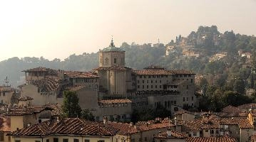 Episcopal Seminary Giovanni XXIII in Bergamo, Lombardy, seen from the Campnone, mediterranean, city, old, urban, town, europe, lombardy, italy, bergamo