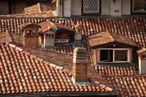 Rooves of Bergamo, seen from the Campanone, mediterranean, city, old, urban, town, europe, lombardy, italy, bergamo