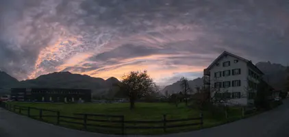 2018, sunset, swiss, red, sundown, agriculture, clouds, berschis, village, walenstadt, dusk, evening, sankt gallen, scenic, light, glow, sky, switzerland, meadow, street, atmospheric, outdoor