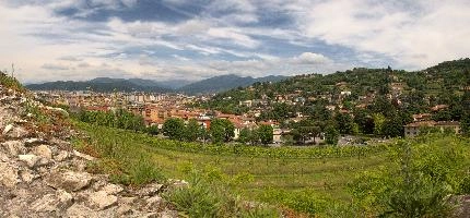 Brescia in Lombardy seen from approach to the castle, brescia