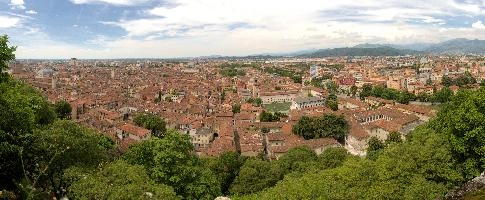 Brescia in Lombardy seen from castle ramparts, brescia