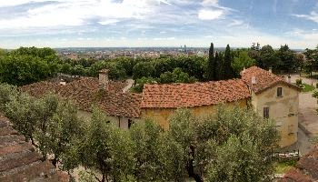 Brescia in Lombardy seen from approach to castle, brescia