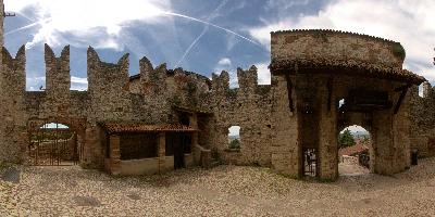 Castle Brescia in Lombardy, courtyard inside entrance, brescia